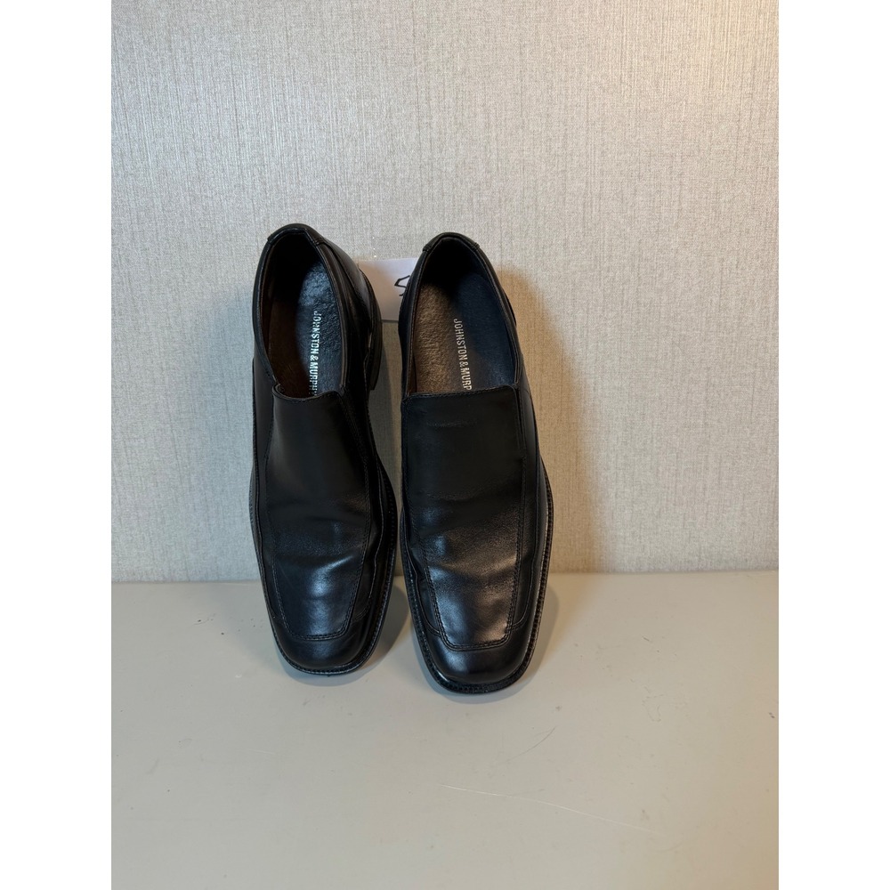 Johnston & Murphy Mens Black Leather Slip On Loafers Bicycle Toe 20-2166 Size 11